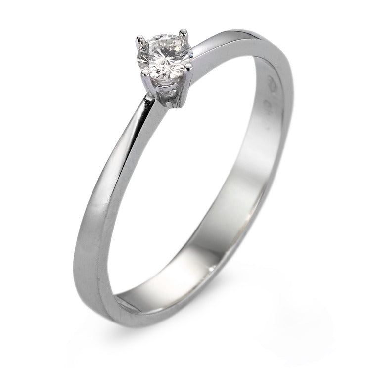 Solitaire ring 750/18K hvidguld Diamant hvid , 0.10 ct, vsi rhodineret