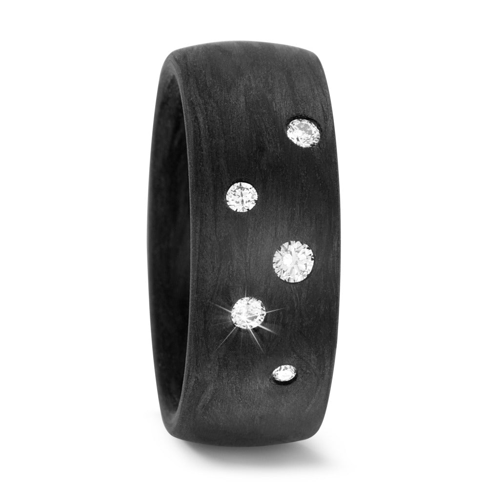 Fingerring Kulstof Diamant 0.14 ct, 5 Sten , w-si