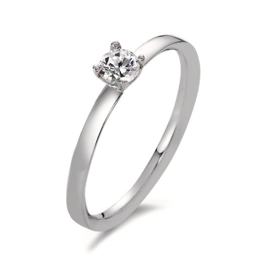 Solitaire ring 375/9K hvidguld Moissanite 4 mm