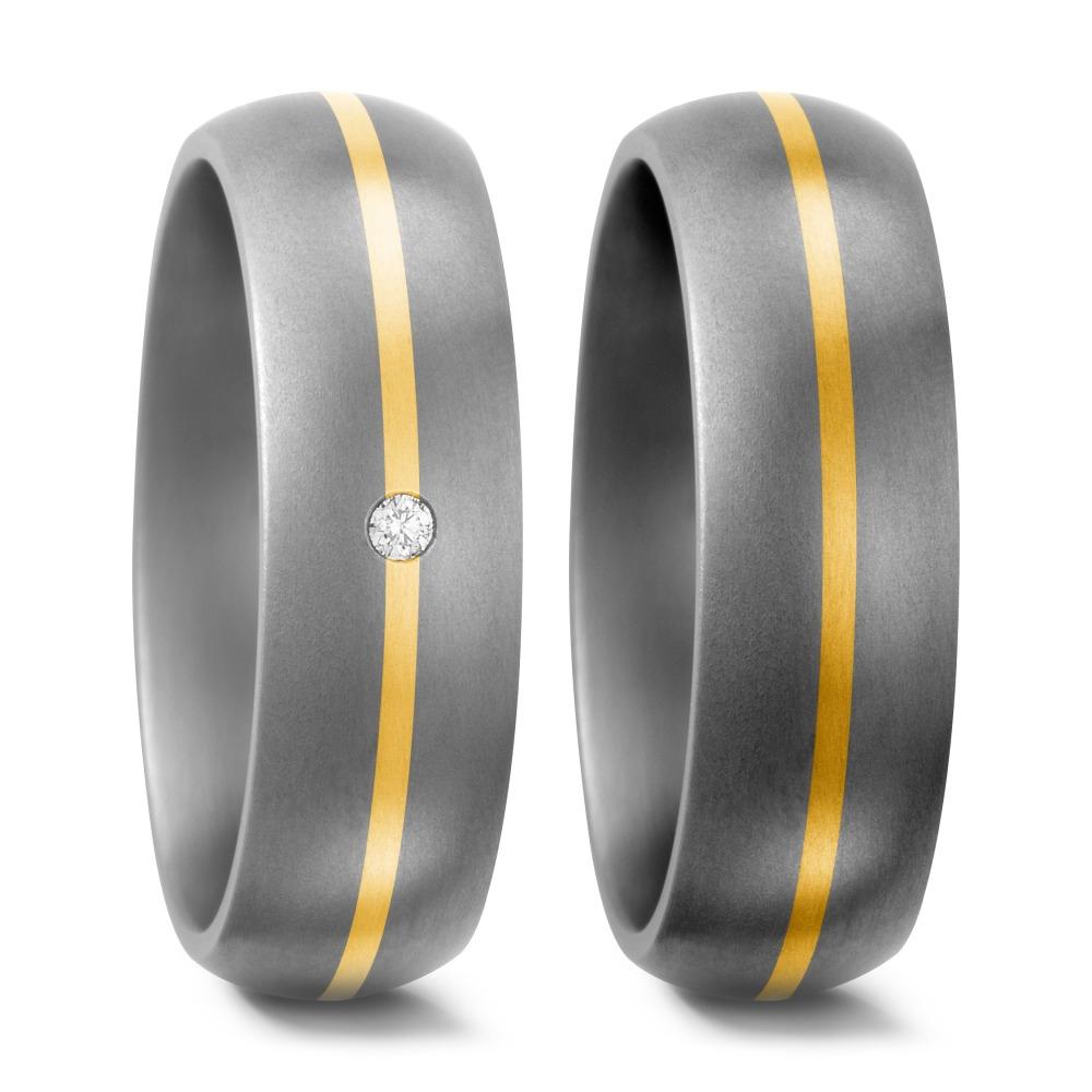 Partnerringe Titanium, 750/18K guld