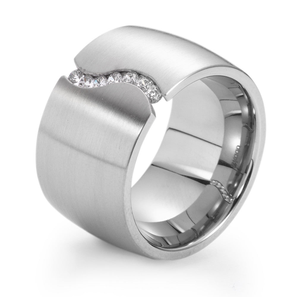 Ringe Rustfrit stål Zirconia hvid , 7 Sten