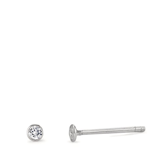 Ørestikker 750/18K hvidguld Diamant 0.06 ct, 2 Sten , w-si Ø2.5 mm