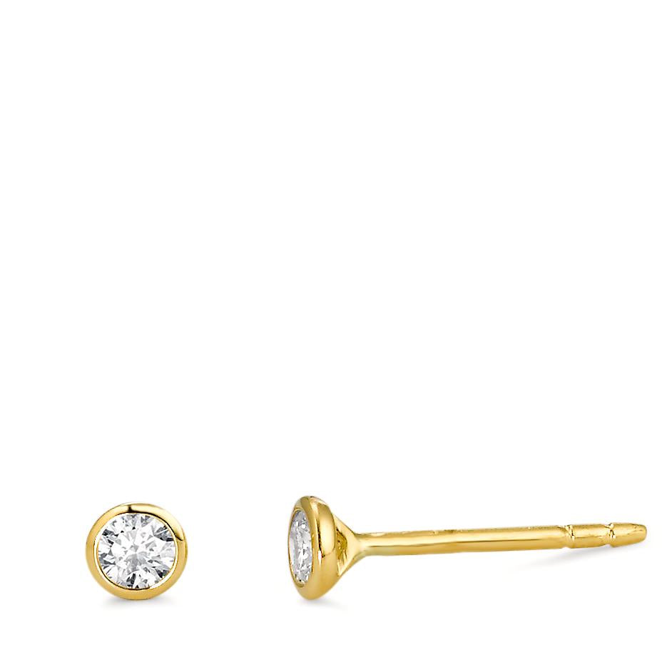 Ørestikker 750/18K guld Diamant 0.15 ct, 2 Sten , w-si Ø3.5 mm