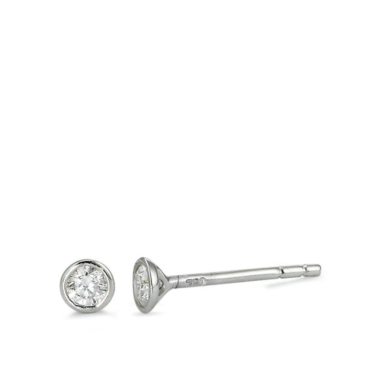 Ørestikker 750/18K hvidguld Diamant 0.15 ct, 2 Sten , w-si Ø3.5 mm