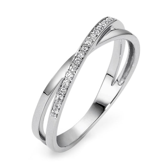 Fingerring 750/18K hvidguld Diamant 0.10 ct, 21 Sten , w-si