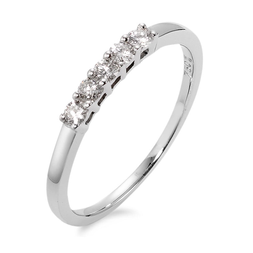 Memory ring 750/18K hvidguld Diamant 0.20 ct, 5 Sten , w-si