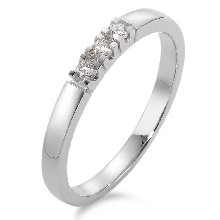 Memory ring 750/18K hvidguld Diamant 0.09 ct, 3 Sten , w-si