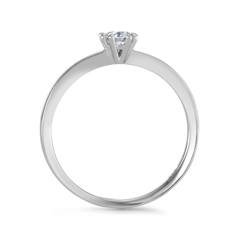 Solitaire ring Sølv Zirconia [rund], 4 mm rhodineret