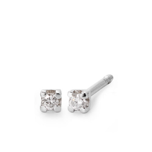 Ørestikker 750/18K hvidguld Diamant 0.06 ct, 2 Sten , vsi