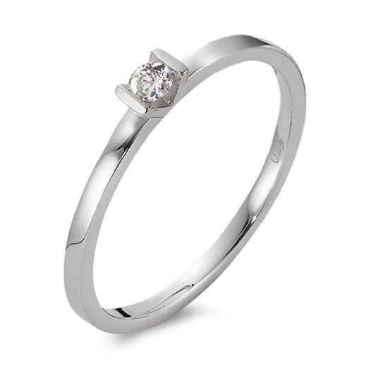 Solitaire ring 750/18K hvidguld Diamant hvid , 0.07 ct, [Brillant], w-si