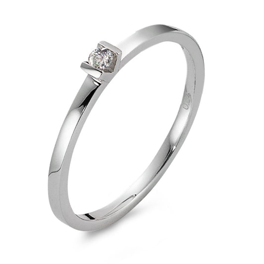 Solitaire ring 750/18K hvidguld Diamant hvid , 0.04 ct, [Brillant], w-si