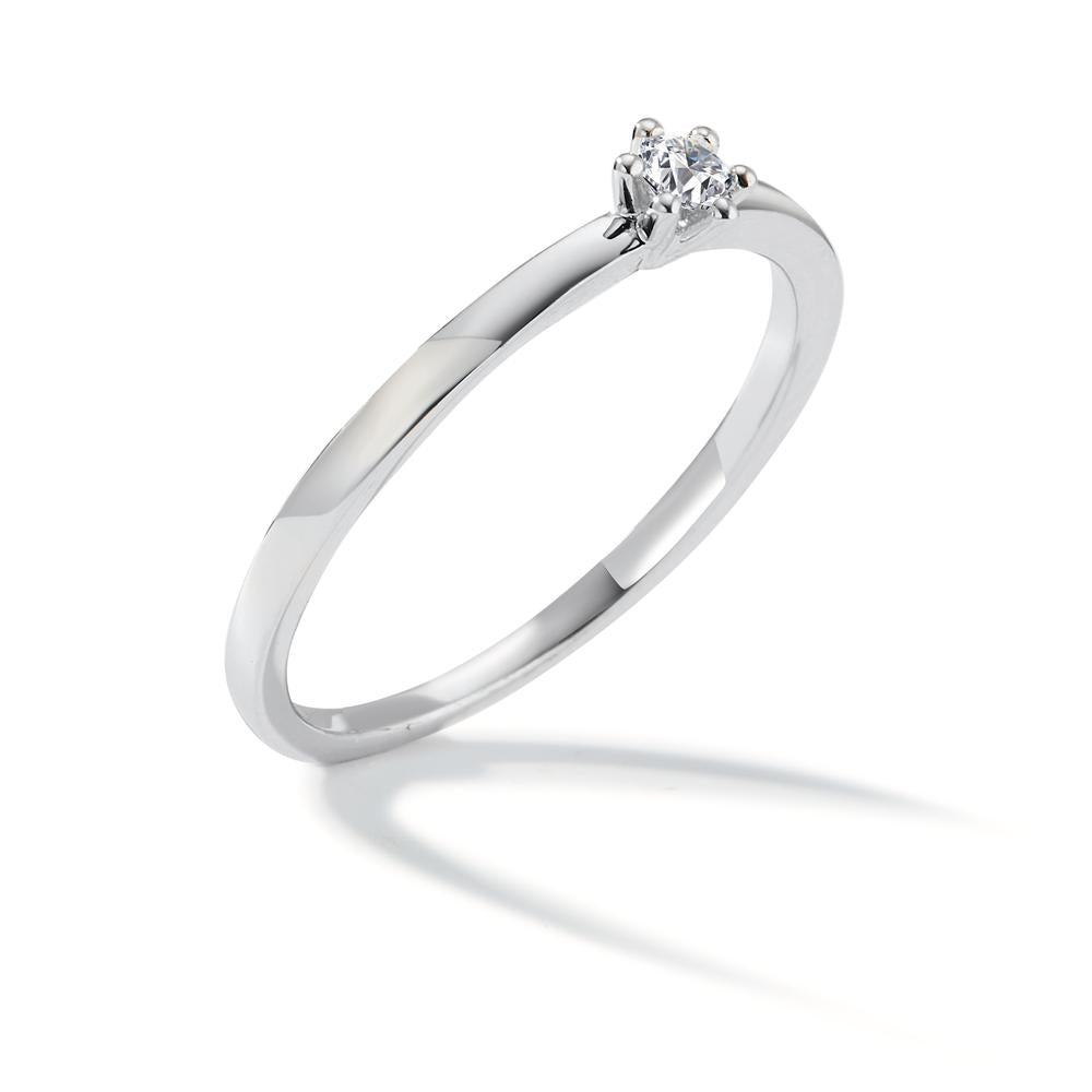 Solitaire ring 750/18K hvidguld Diamant hvid , 0.07 ct, [Brillant], w-si