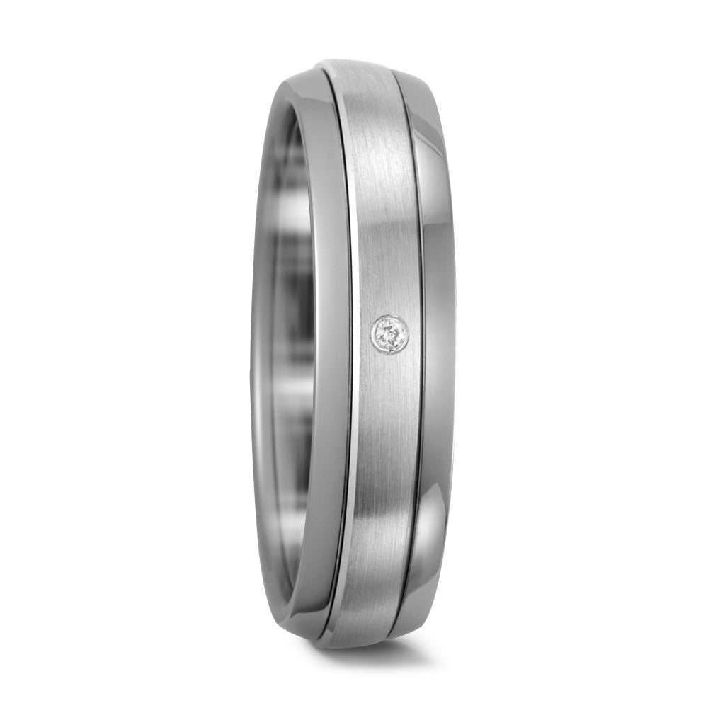 Ringe Titanium, 585/14 K hvidguld Diamant 0.01 ct, w-pi1