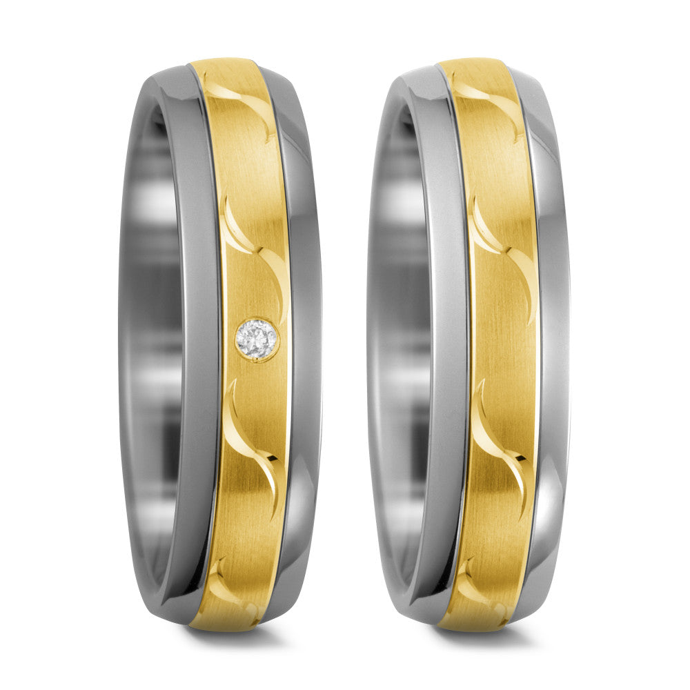 Partnerringe Titanium, 585/14K guld