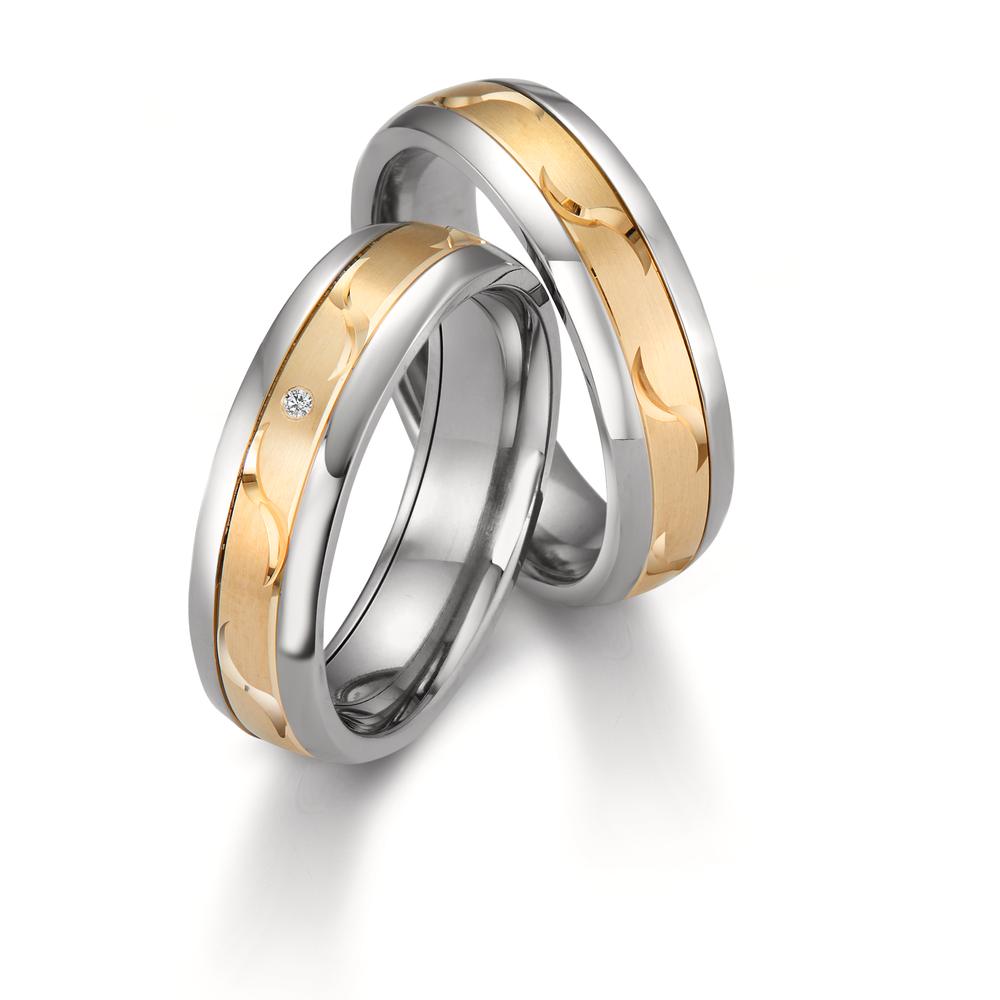 Partnerringe Titanium, 585/14K guld