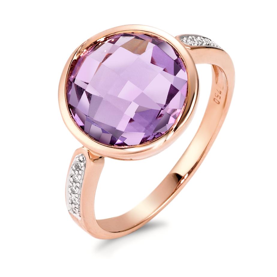 Fingerring 750/18K rødguld Ametyst violet , 0.04 ct, 10 Sten , [Brillant], w-si