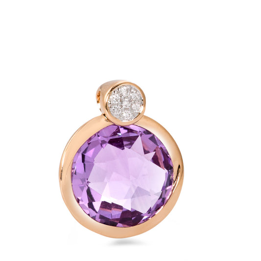 Vedhæng 750/18K rødguld Ametyst violet , 0.035 ct, 8 Sten , [Brillant], w-si Ø14 mm