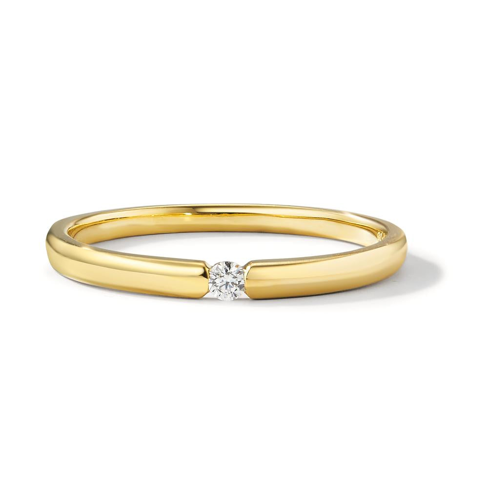 Solitaire ring 750/18K guld Diamant hvid , 0.04 ct, [Brillant], w-si