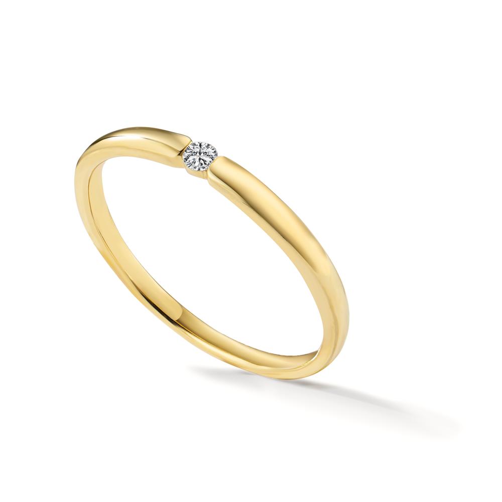 Solitaire ring 750/18K guld Diamant hvid , 0.04 ct, [Brillant], w-si