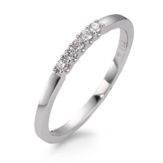 Memory ring 750/18K hvidguld Diamant hvid , 0.10 ct, 5 Sten , [Brillant], w-si