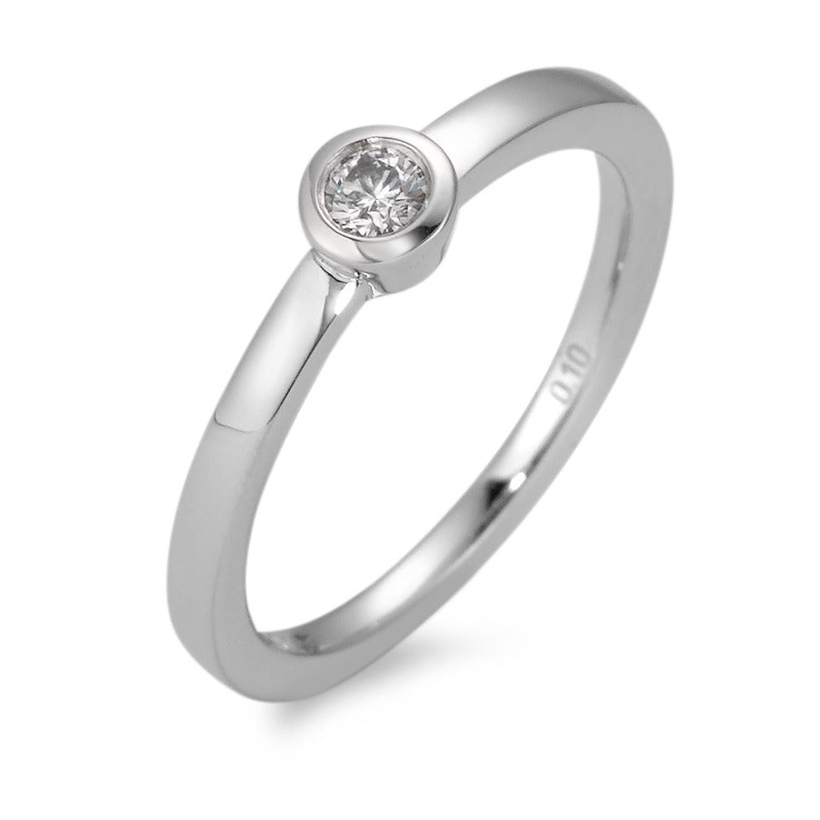 Solitaire ring 750/18K hvidguld Diamant hvid , 0.10 ct, [Brillant], w-si