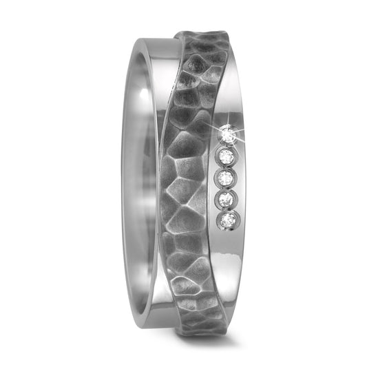 Partnerringe Titanium Diamant 0.05 ct, 5 Sten , w-si