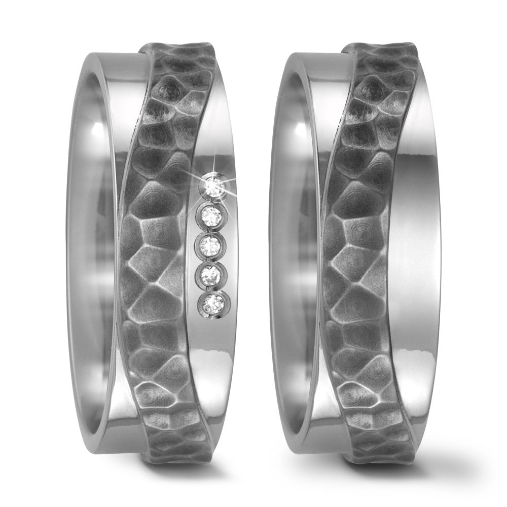 Partnerringe Titanium Diamant 0.05 ct, 5 Sten , w-si