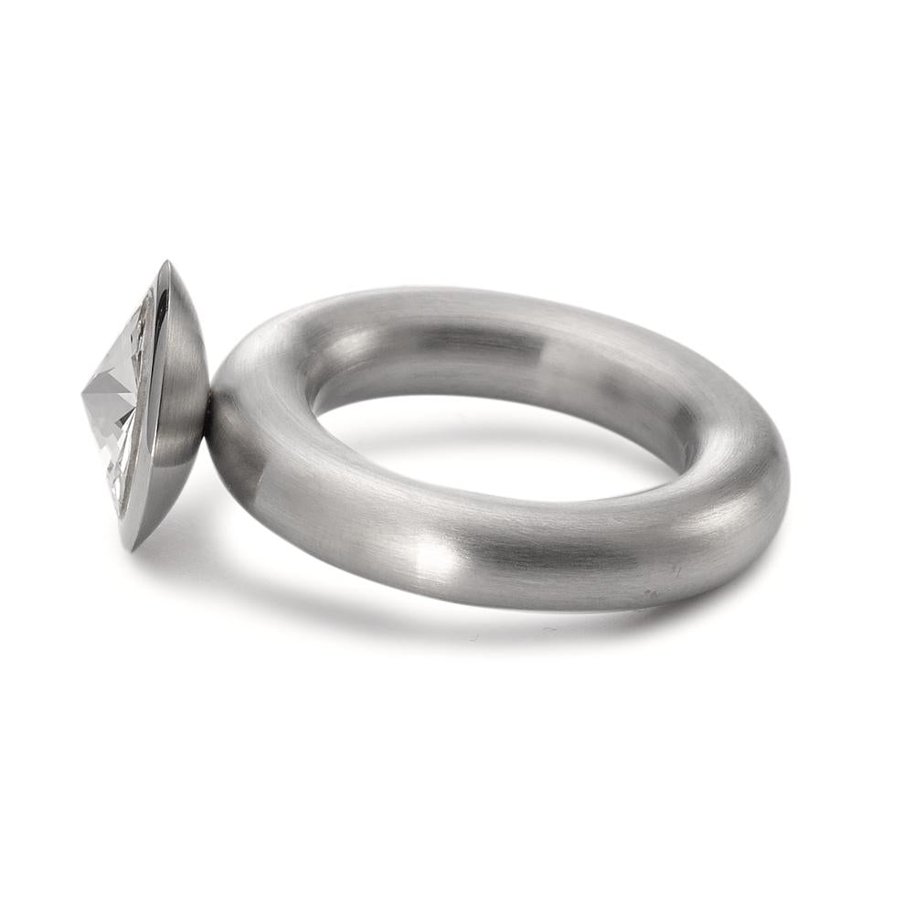 Fingerring Rustfrit stål Zirconia hvid Ø10 mm