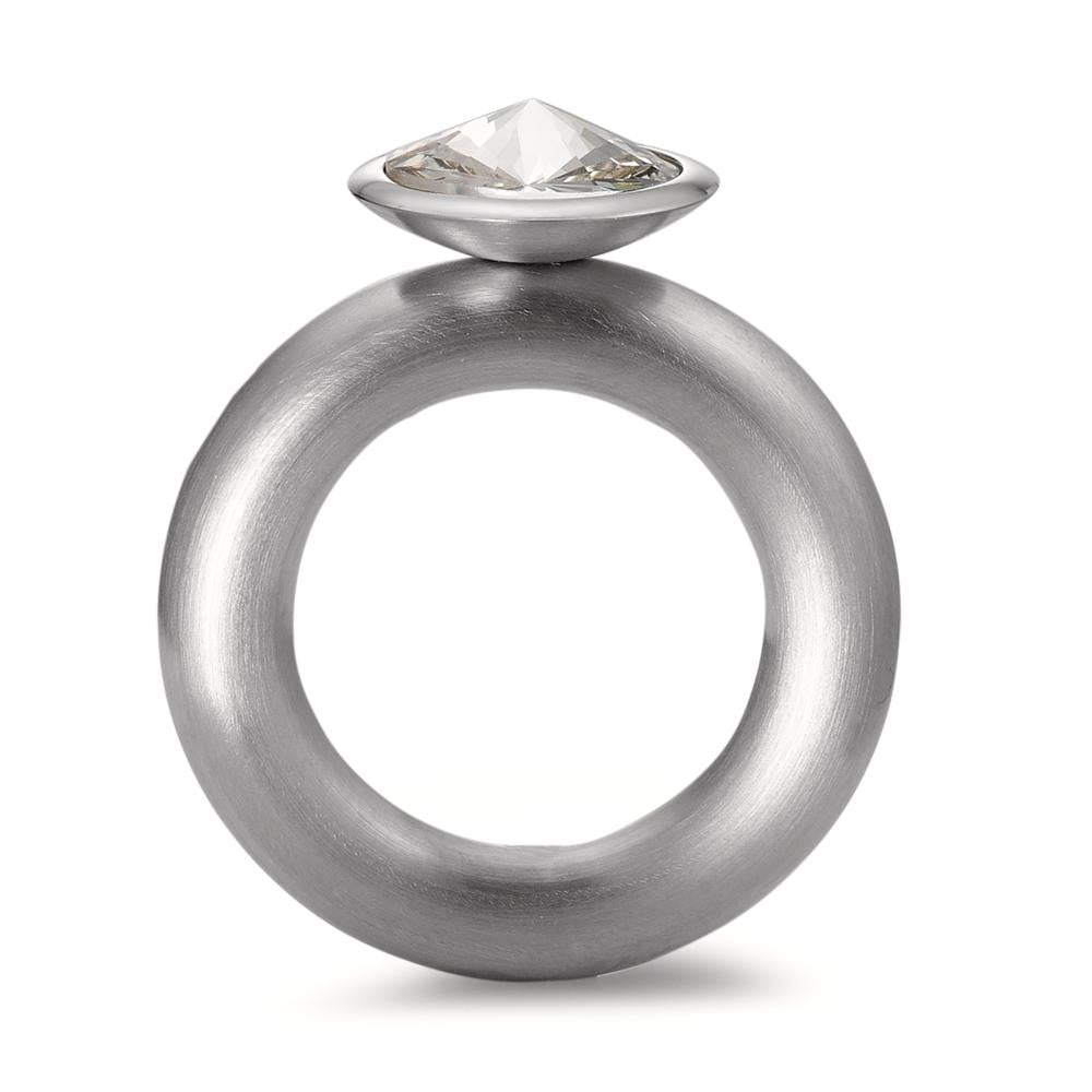 Fingerring Rustfrit stål Zirconia hvid Ø10 mm