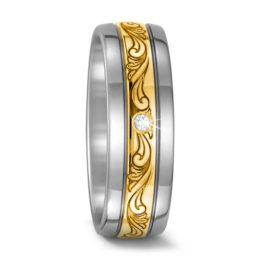 Partnerringe Titanium, 750/18K guld Diamant 0.03 ct, w-si