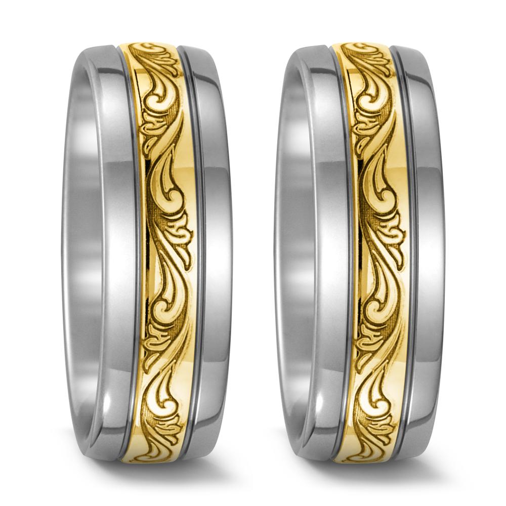 Partnerringe Titanium, 750/18K guld