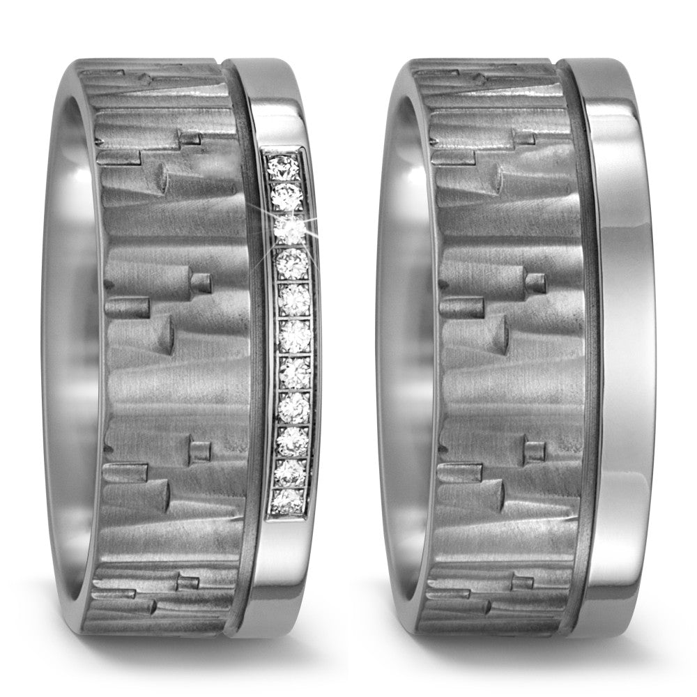 Partnerringe Titanium Diamant 0.11 ct, 11 Sten , w-si