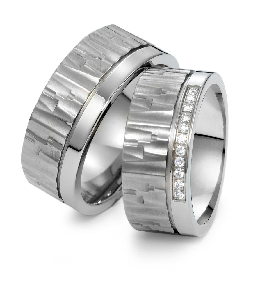 Partnerringe Titanium Diamant 0.11 ct, 11 Sten , w-si