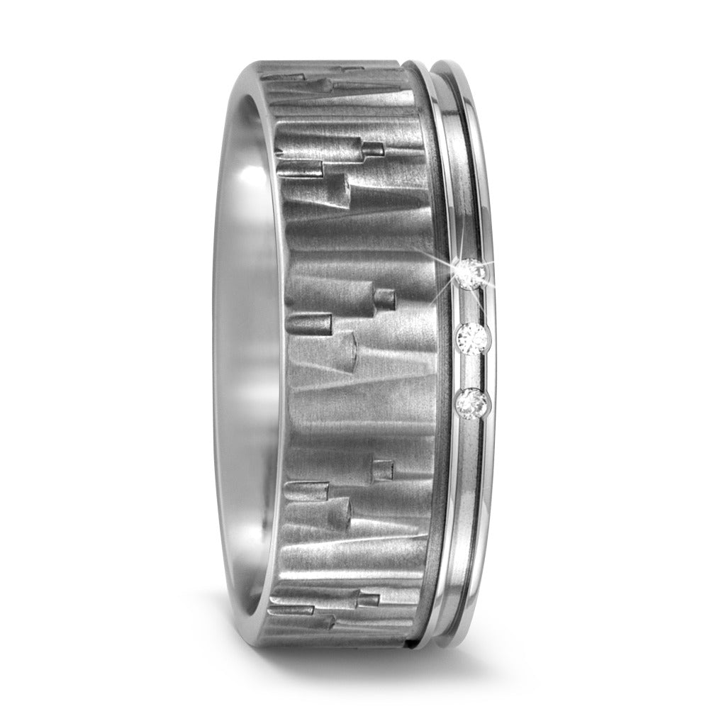 Partnerringe Titanium Diamant 0.03 ct, 3 Sten , w-si