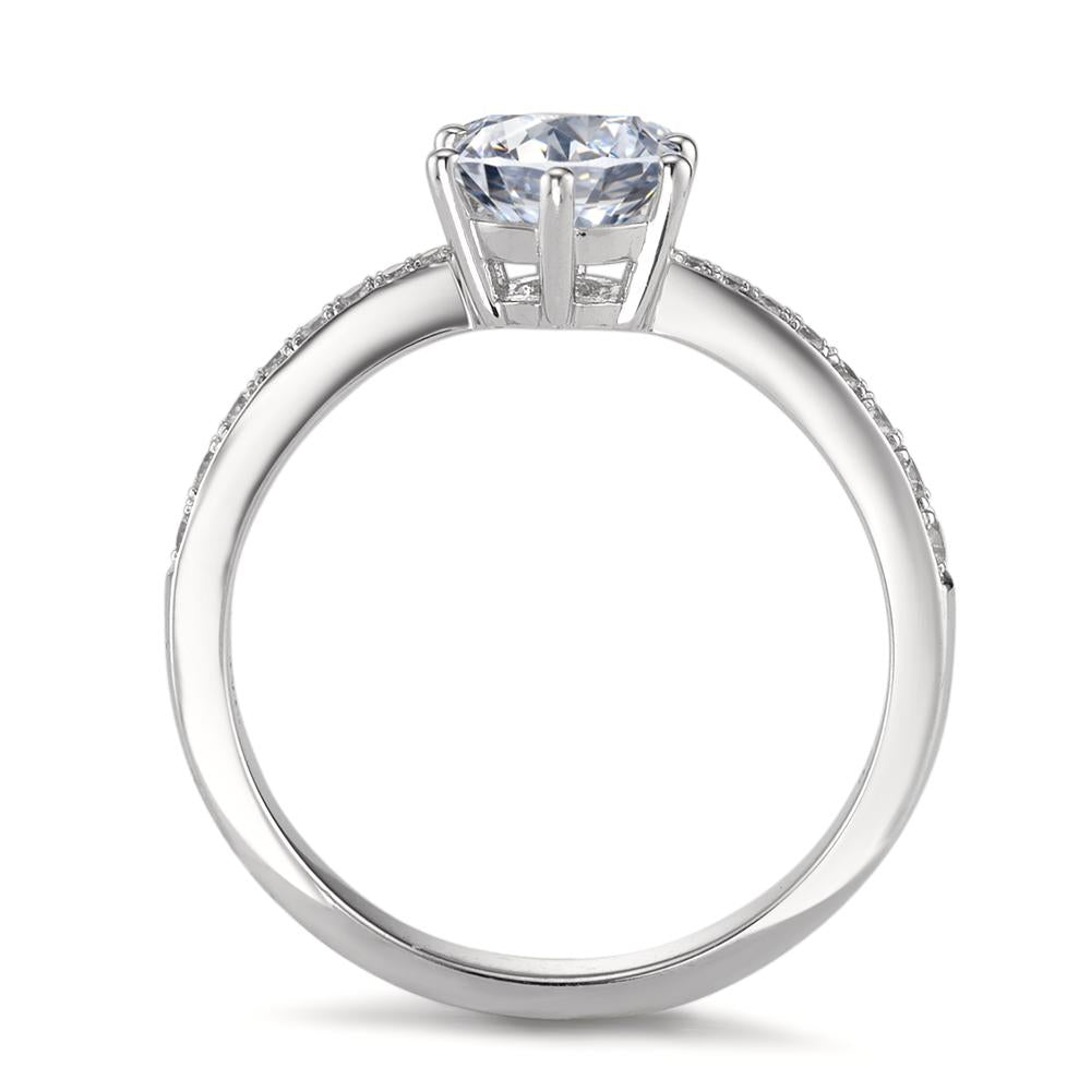 Solitaire ring Sølv Zirconia rhodineret Ø6.5 mm