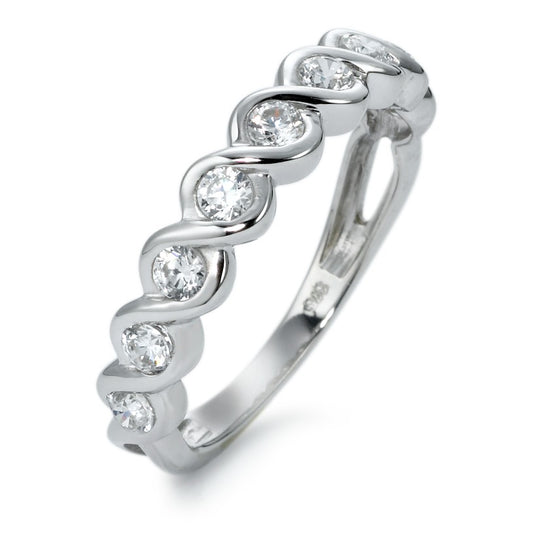 Fingerring 375/9K hvidguld Zirconia 9 Sten