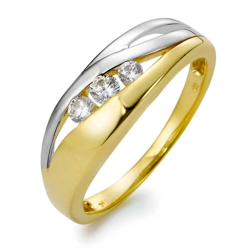 Fingerring 375/9K guld, 375/9K hvidguld Zirconia 3 Sten