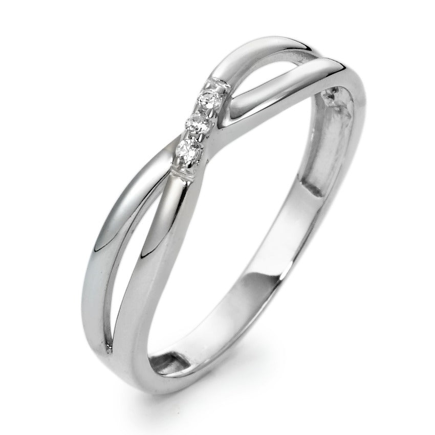 Fingerring 375/9K hvidguld Zirconia 3 Sten