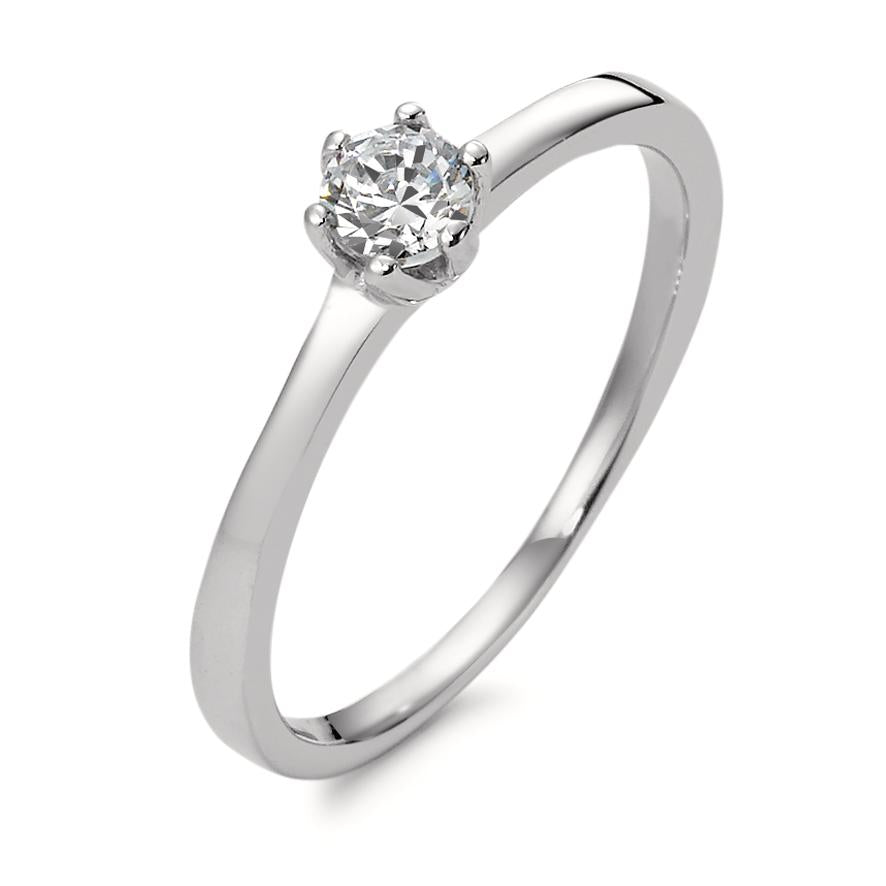 Solitaire ring 375/9K hvidguld Zirconia Ø4 mm