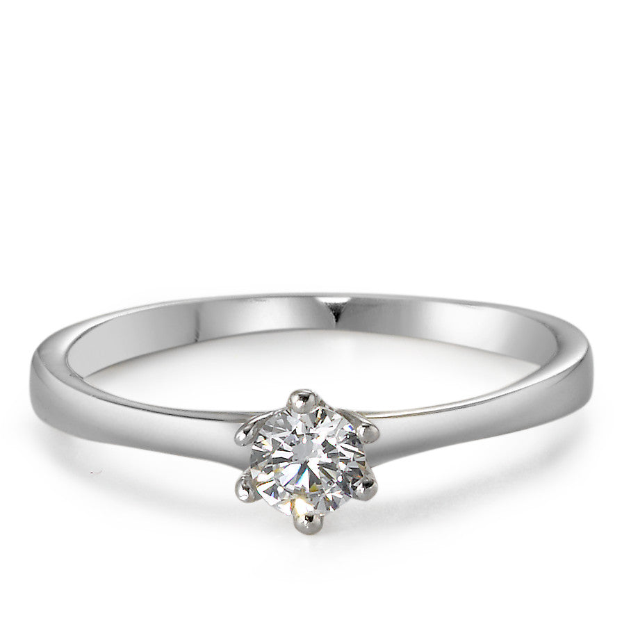 Solitaire ring 375/9K hvidguld Zirconia Ø4 mm