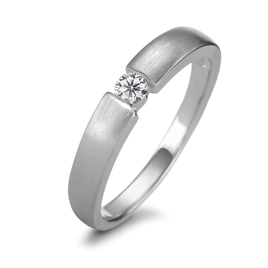 Solitaire ring Sølv Zirconia rhodineret