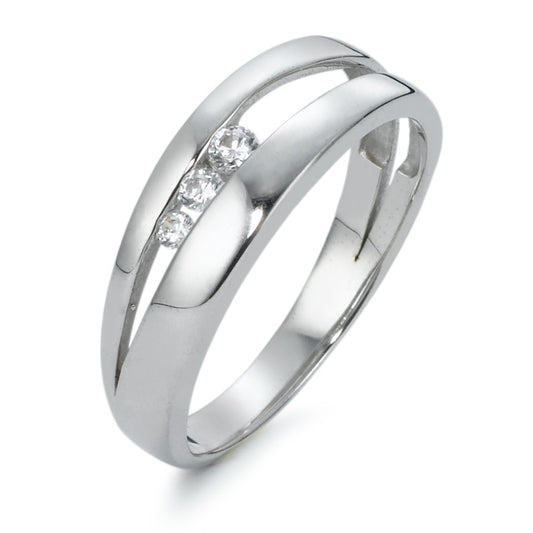 Fingerring 375/9K hvidguld Zirconia 3 Sten