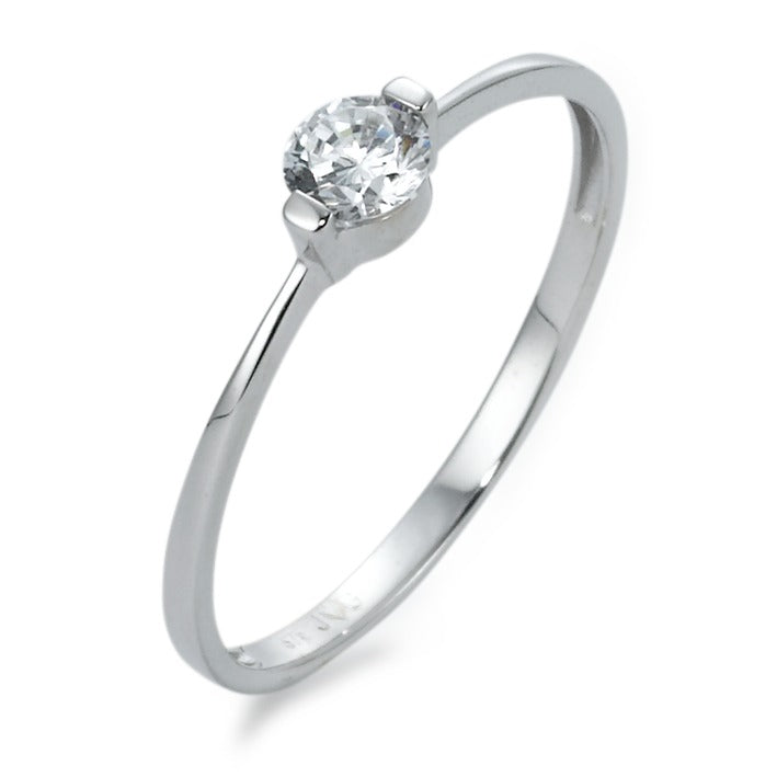 Solitaire ring 375/9K hvidguld Zirconia Ø4 mm