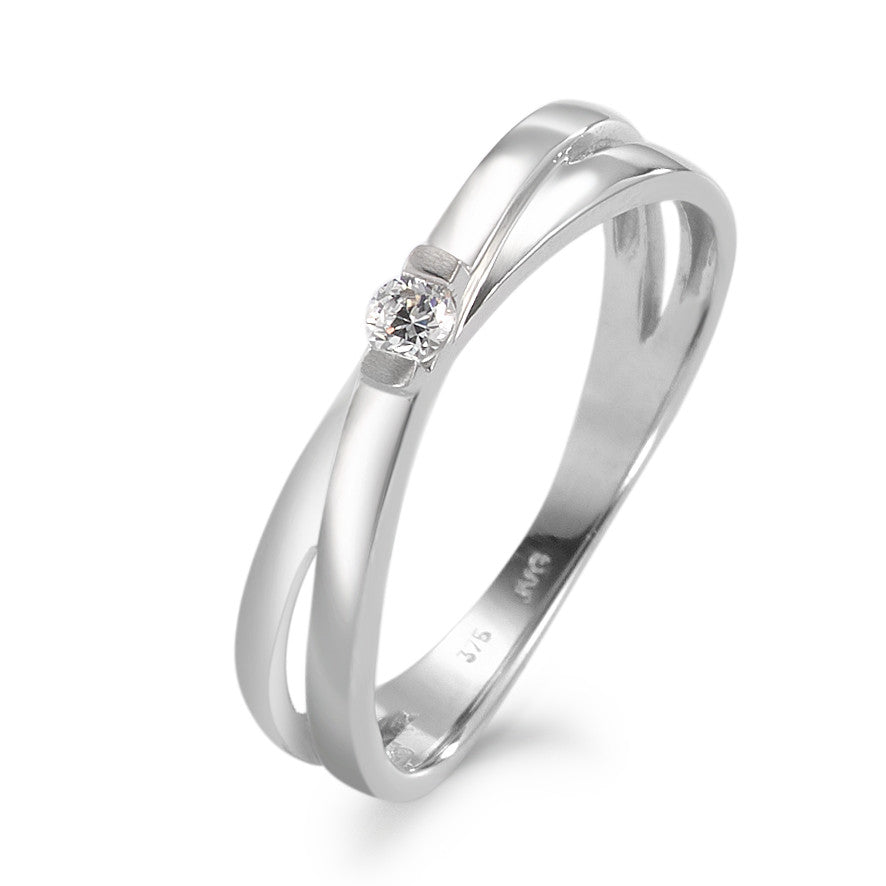 Fingerring 375/9K hvidguld Zirconia