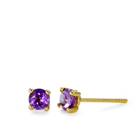 Ørestikker 750/18K guld Ametyst violet , 0.86 ct, 2 Sten Ø4 mm