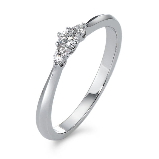 Fingerring 750/18K hvidguld Diamant 0.14 ct, 3 Sten , w-si