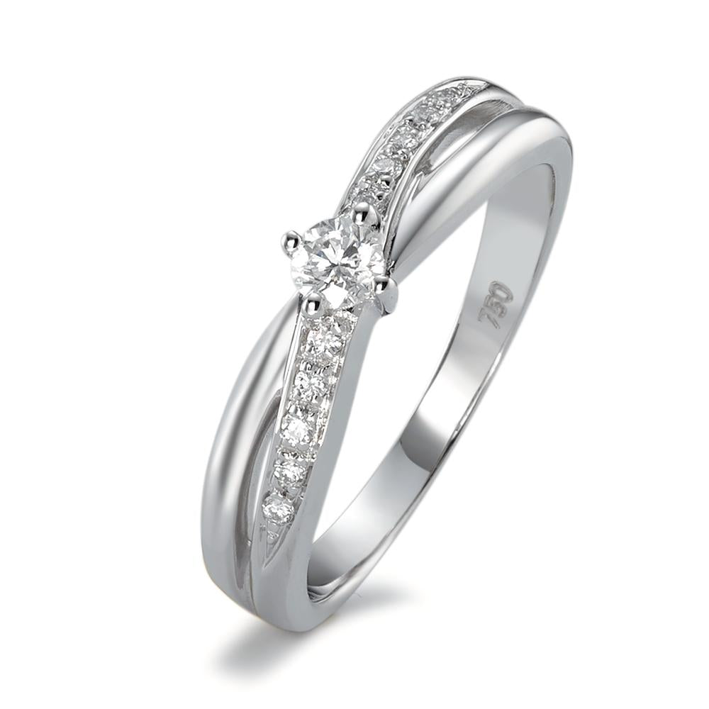 Fingerring 750/18K hvidguld Diamant 0.16 ct, 11 Sten , w-si