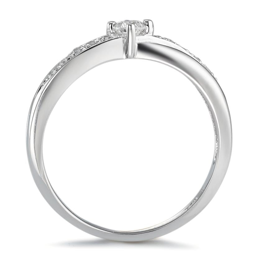 Fingerring 750/18K hvidguld Diamant 0.16 ct, 11 Sten , w-si