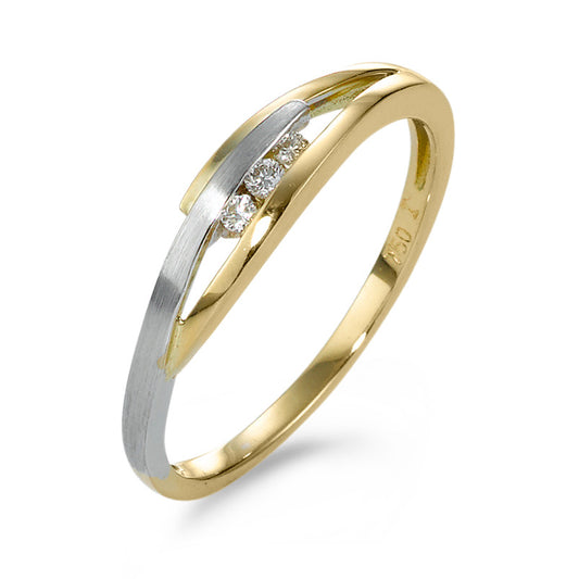 Fingerring 750/18K guld Diamant 0.05 ct, 3 Sten , w-si