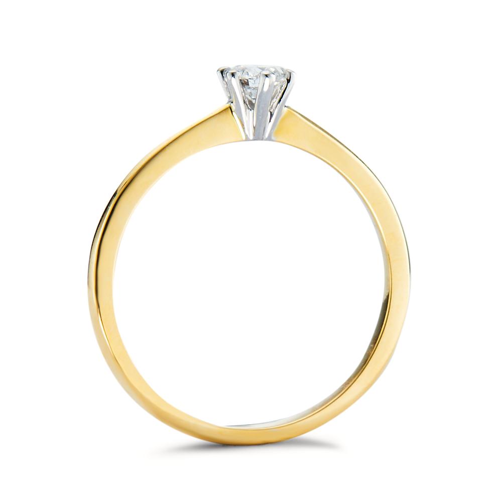 Solitaire ring 750/18K guld, 750/18K hvidguld Diamant 0.15 ct, w-si